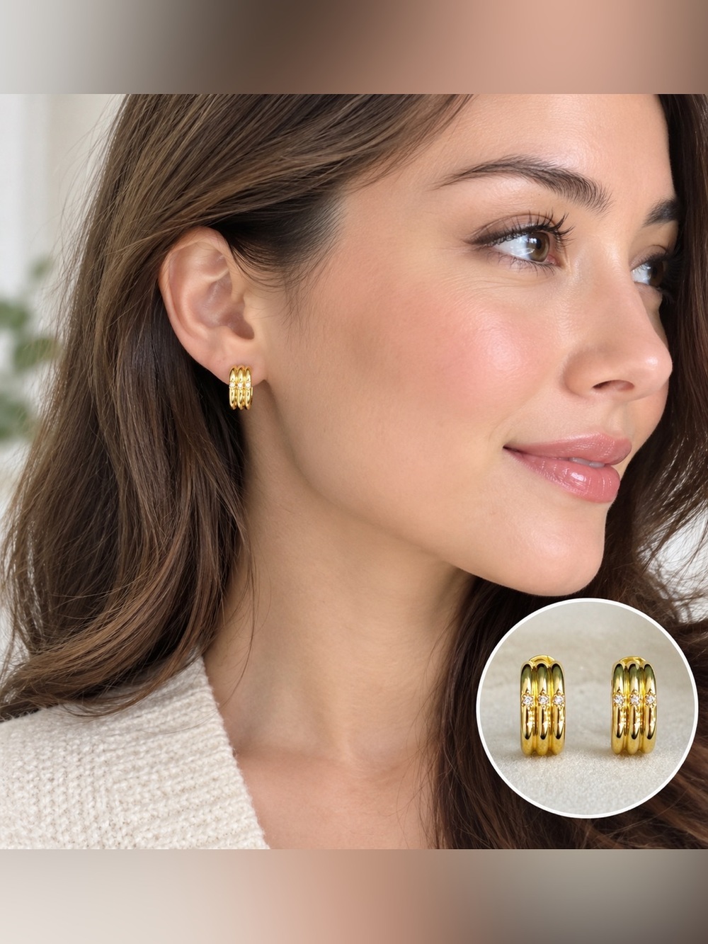 Gold plated women hoop earrings